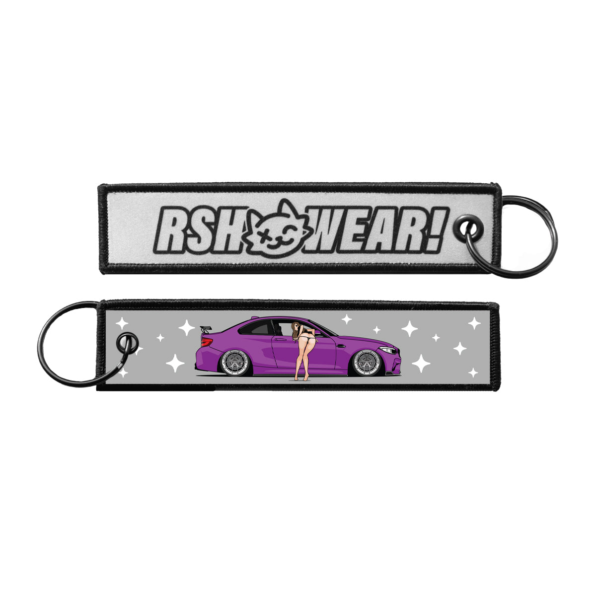 Roushwear Anime Car Keychain in Purple Grey